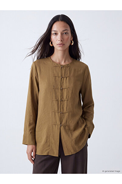 LC Waikiki Özmarka New Season Brown Crew Neck Modal Blend Women's Tunic