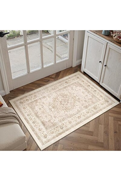 GENERAL سجادة غرفة معيشة كلاسيكية من PureCozy مقاس 200×300 سم، سجاد قابل للغسل بلون بيج، سجاد كبير غير قابل للانزلاق