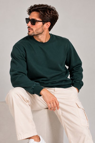 Generic Brand Unisex 3 Threaded Threaded Basic Crew Neck Oversize Sweatshirt