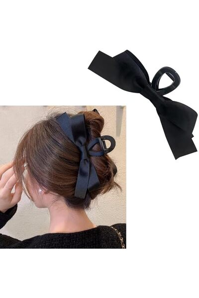 GENERAL Black Bow Knot Hair Claw Clips, Extra Large Claw Clips for Thick to T...