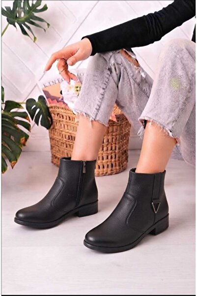 Garmoda Hakiki Deri Bağcıksız Kısa Bot