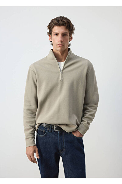 MANGO Man Fermuarlı pamuklu sweatshirt