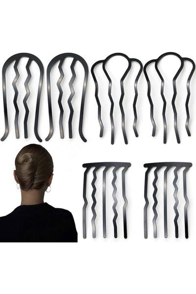 Yelajoy 6-Pack Metal Hair Pins Set - U Shape Side Combs & Fork Clips for Updo...
