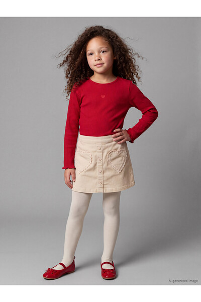 LC Waikiki Two Mt Shop Quality Lcw Kids Beige Velvet Plain Girls Shorts Skirt
