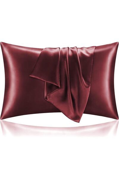 BEDELITE Satin Pillowcase with Zipper 2 Pack, White Pillow Cases Standard Siz...