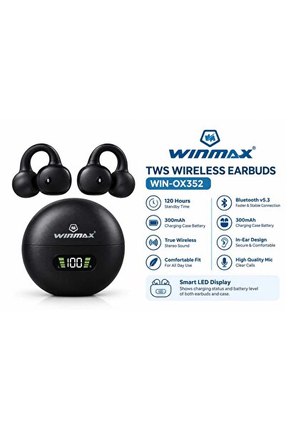 Swift Shelf WINMAX WIN-OX352 TWS Wireless Earbuds 🎧 Key Features: Bluetooth 5.3 for a fast and stable connection 120 Hours Standby Time