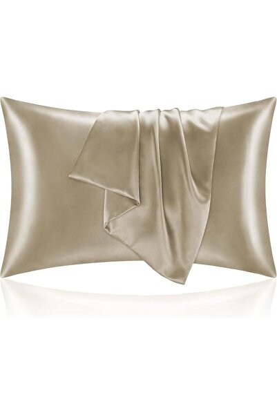 BEDELITE Satin Pillowcase with Zipper 2 Pack, White Pillow Cases Standard Siz...