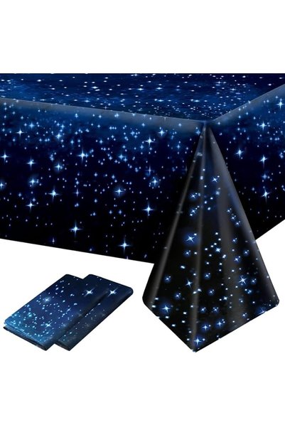 Paporich 2 Pieces Space Tablecloth, Starry Night Tablecloth, Plastic Galaxy T...