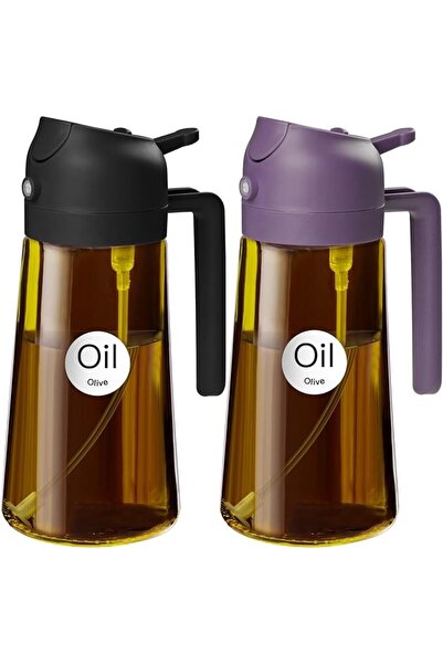GENERAL بخاخ زيت للطهي مع ملصقات، زجاجة موزع زيت زيتون 2 في 1 مصنوعة من مواد ...