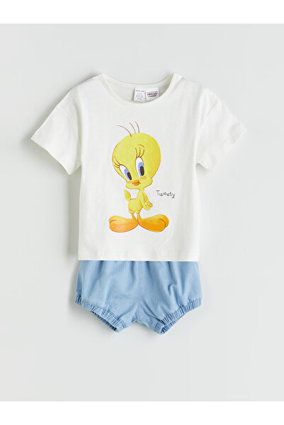 LC Waikiki Alita City Farkıyla Lcw Baby Ecru Tweety Printed Baby Girl T-Shirt...