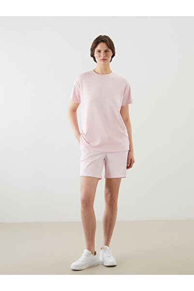 LC Waikiki Two Mt Shop Quality Lcwaikiki Basic Pink Women's Shorts with Elast...