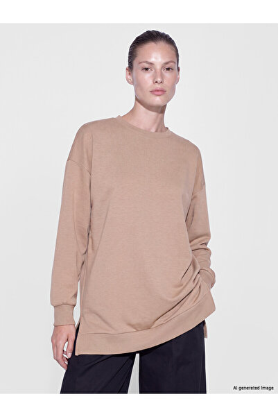 LC Waikiki Vizyon New Season Brown Soft Touch Women's Sweatshirt Tunic