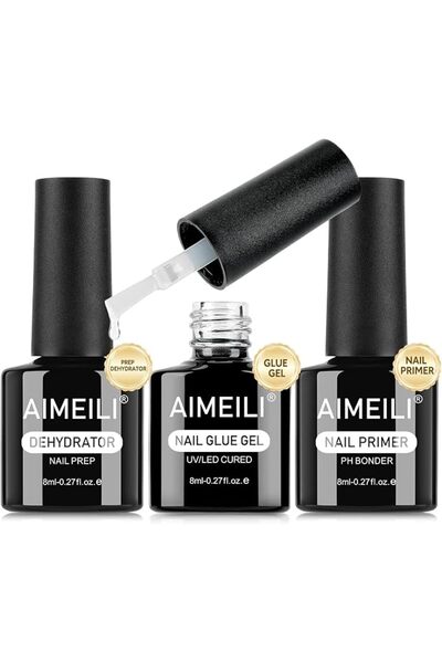 AIMEILI برايمر للأظافر، مزيل الرطوبة، طبقة أساسية وطبقة علوية للأظافر، برايمر...