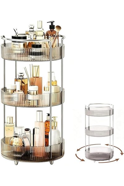 NUANRONGGE Rotating Makeup Storage Box, Makeup Organizer Three-Layer Large Ca...