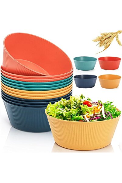 TERRIFI 57 Oz Wheat Straw Bowls Set, Set of 12 Large Cereal Bowls Reusable So...