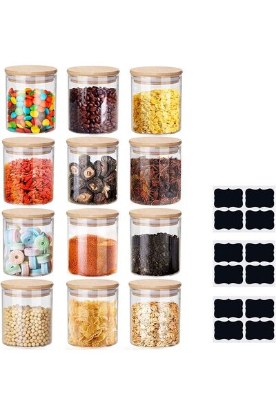 Generic 1PCS Small and Little Glass Jars with Airtight Lid and Labels Glass F...