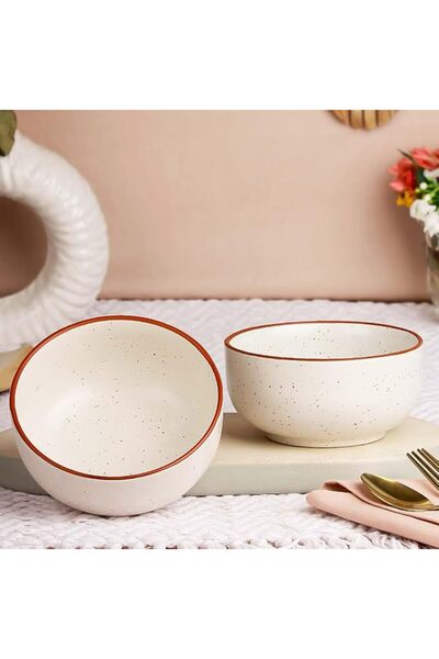 The Earth Store White Marble Ceramic Snack Bowls Set of 2 for Serving Pasta, ...