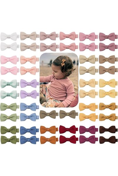 CÉLLOT Baby Hair Clips 50PCS Baby Girls Fully Lined Baby Bows Hair Pins Tiny ...