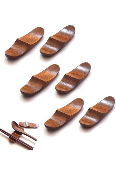 EXCEFORE Wooden Spoon Chopstick Rest Set, Sushi Chopsticks Holder, Table Fork...