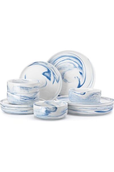 Malacasa Plates and Bowls Sets, 12 Pieces Porcelain Dinnerware Sets Dishware ...