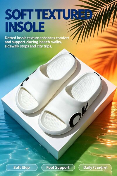 GlobalOne Mart Trendy Street Style Slides Bold Logo Design
