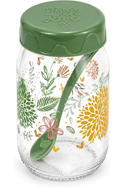Generic Herevin 370 ml Glass Spice Jar with Decorative PP Lid and Spoon - Air...
