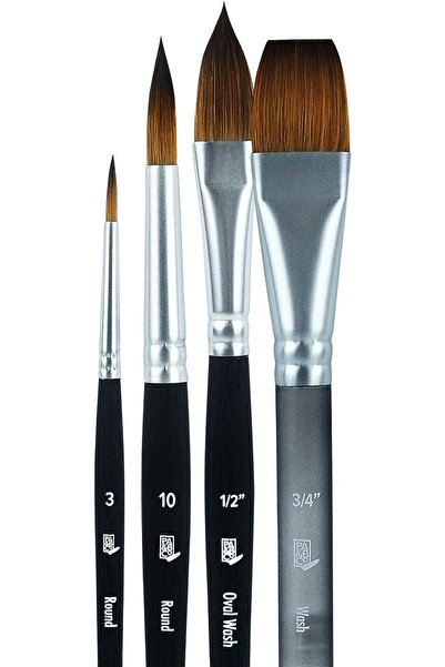 Generic Professional Kolinsky Sable Brushes - 1/2” Oval Wash, 3/4" Wash, Roun...