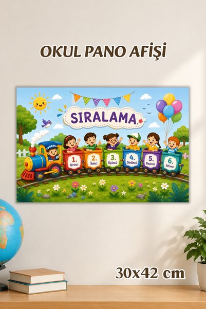 Metranya Sıralamalar Afişi, İlkokul Eğitici Afiş, Sınıf Panosu İçin Eğitici P...
