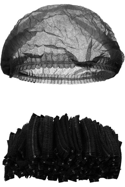Alsaqer Disposable Hairnet 100-Piece Set, Black