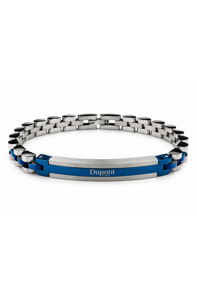 Dupont milano DM-SB-011-SBL06 سوار رجالي من الفولاذ باللون الفضي والأزرق الدا...
