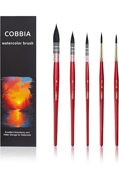 Generic Synthetic Squirrel Hair Watercolor Brushes, 5Pcs