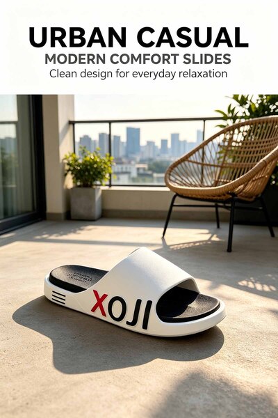 Al Masheel Store Men's Urban Casual EVA Slides – Iconic X Detail with Soft Su...