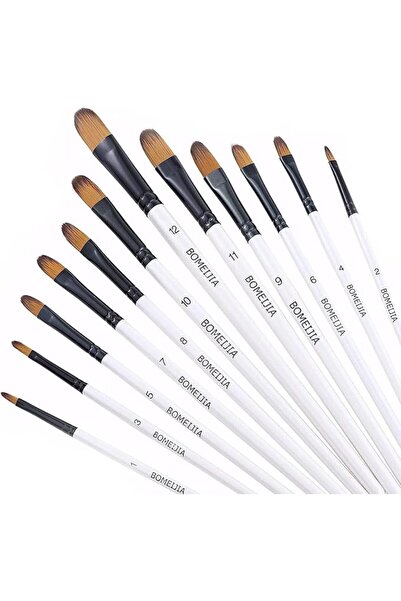 Generic مجموعة فرش الطلاء GETHPEN Filbert، 12 قطعة فرشاة فنية للزيت الأكريليك