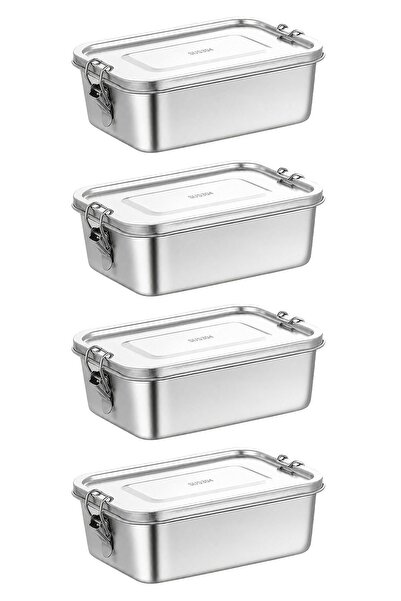 Chavin 4 Pieces 304 Steel 1100 ml Lockable Food Fruit Meat Refrigerator Nutri...