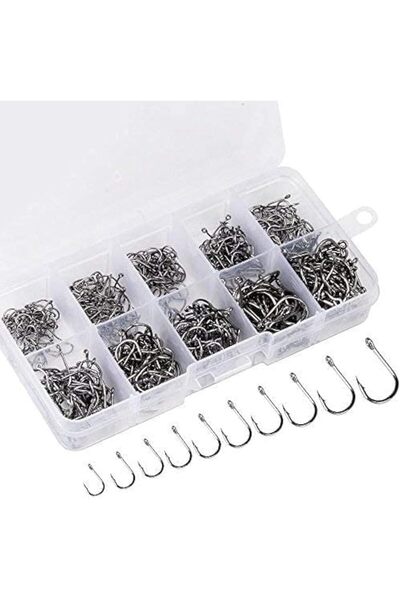 GENERAL Premium Fishhooks, 500pcs High Carbon Steel Fishing Hooks with 10 Siz...