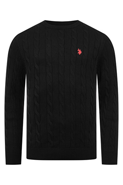 U.S. Polo Assn. Herren Rundhals-Pullover mit Zopfmuster P-066