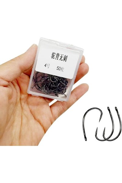 GENERAL 100pcs Barbless Carp Fishing Hooks High Carbon Steel Trout Hooks Circ...