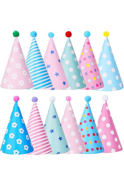 ELECDON Birthday Party Cone Hats for Kids and Adults, 12 PCS Colorful Party H...