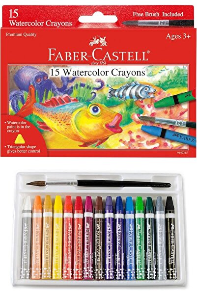 Generic Faber-Castell Watercolor Crayons with Brush, 15 Colors - Premium Qual...