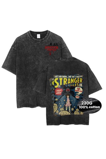 MUZİ تي شيرت STRANGER THINGS مصنوع من القطن بنسبة 100%، وزن 230 جرام، تي شيرت...