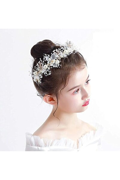Delfino Silver عصابة رأس دلفينو للفتيات في حفلات الزفاف، مزينة بالأحجار الكري...
