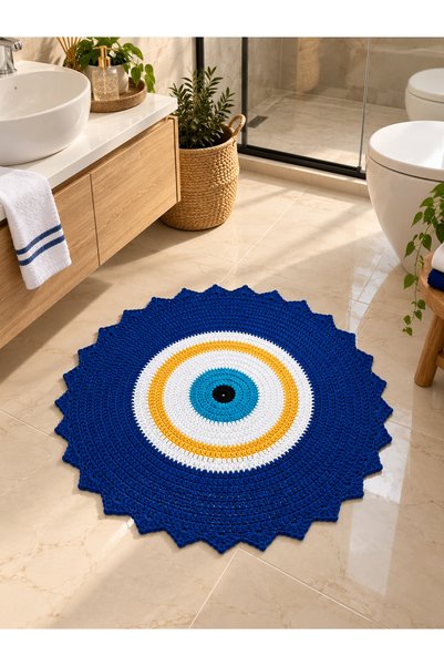 BY DİLEK ÇETİN ACCESSORY Evil Eye Bathroom Mat