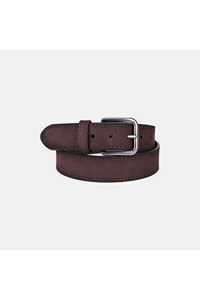 Desa Men's Brown Stitched Detailed Sports Nubuck Leather Belt