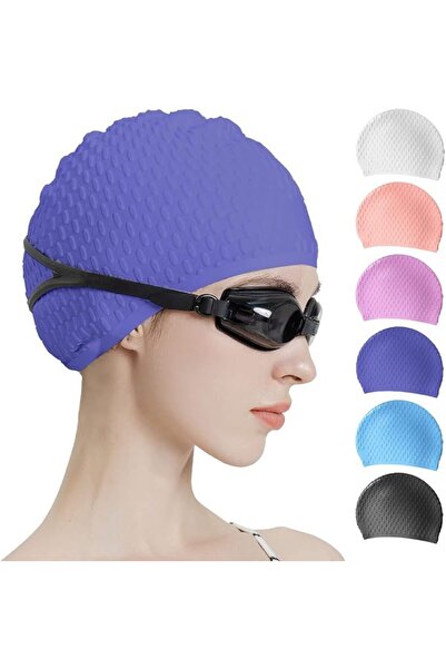 Tripsky Silicone Swim Cap,Comfortable Bathing Cap Ideal for Curly Short Mediu...