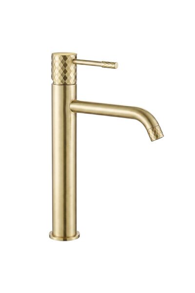 Rea Βρύση Νιπτήρα Lungo Diamond Brush Gold, Ψηλ