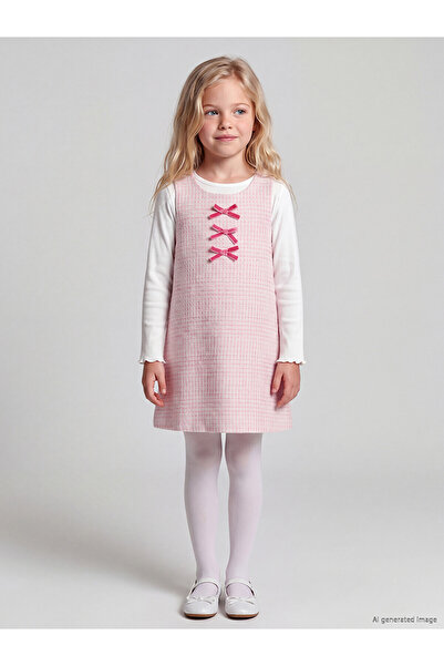 LC Waikiki Lcw Kids Pink Patterned Standard & Regular Girls' Dress with Nevav...