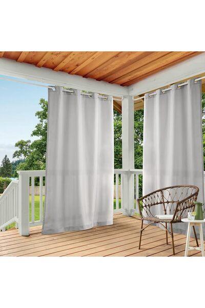 TOWN Exclusive Home Cabana Solid Indoor/Outdoor Light Filtering Grommet Top C...