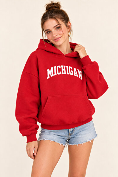 FAVORİST Ženska MICHIGAN majica sa kapuljačom od pamuka sa printom, veće veli...