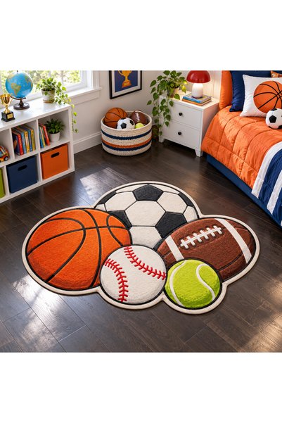 Rugs Modern Halı ETA Spor Topları Desen Modern Dokuma Taban Dekoratif Halı et...