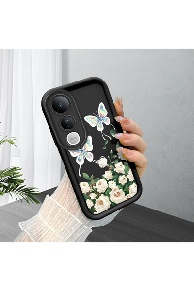 CHICASELUX Vivo V50 Lite 4G/5G Compatible Rose and Butterfly Pattern Phone Ca...